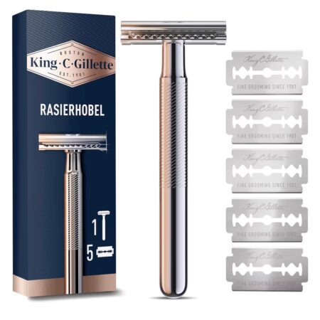 King C. Gillette Rasierhobel – Klassischer Nassrasierer inkl. 5 Klingen