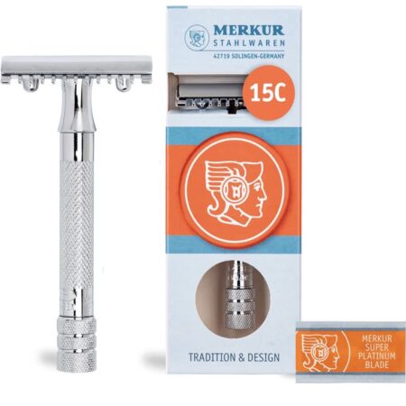 MERKUR Rasierhobel 15C – Offener Zahnkamm | Nassrasierer | Made in Germany