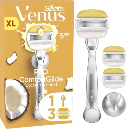 Gillette Venus Pro ComfortGlide Coconut – Rasierer + 3 Klingen (XL), neu