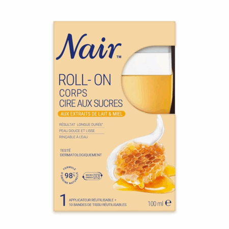 Nair Roll-On Zuckerwachs mit Milch & Honig – 100 ml | Sanfte Haarentfernung