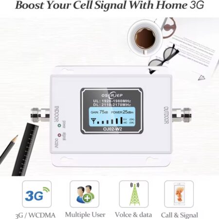 OSERJEP 3G 2100 MHz Handy Signal Repeater – WCDMA UMTS Signalverstärker mit LCD – Modell OJ02-W2