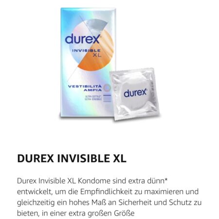 Durex Invisible XL Kondome – 18 Stück (extra groß, ultradünn)